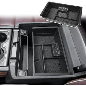 Center Console Organizer Tray Compatible with 2014-2018 Chevy Silverado/GMC Sierra 1500 and 2015-2019 2500HD/3500HD Accessories & 2015-2020 Tahoe/Suburban/Yukon/Yukon XL, Armrest Storage Box Black