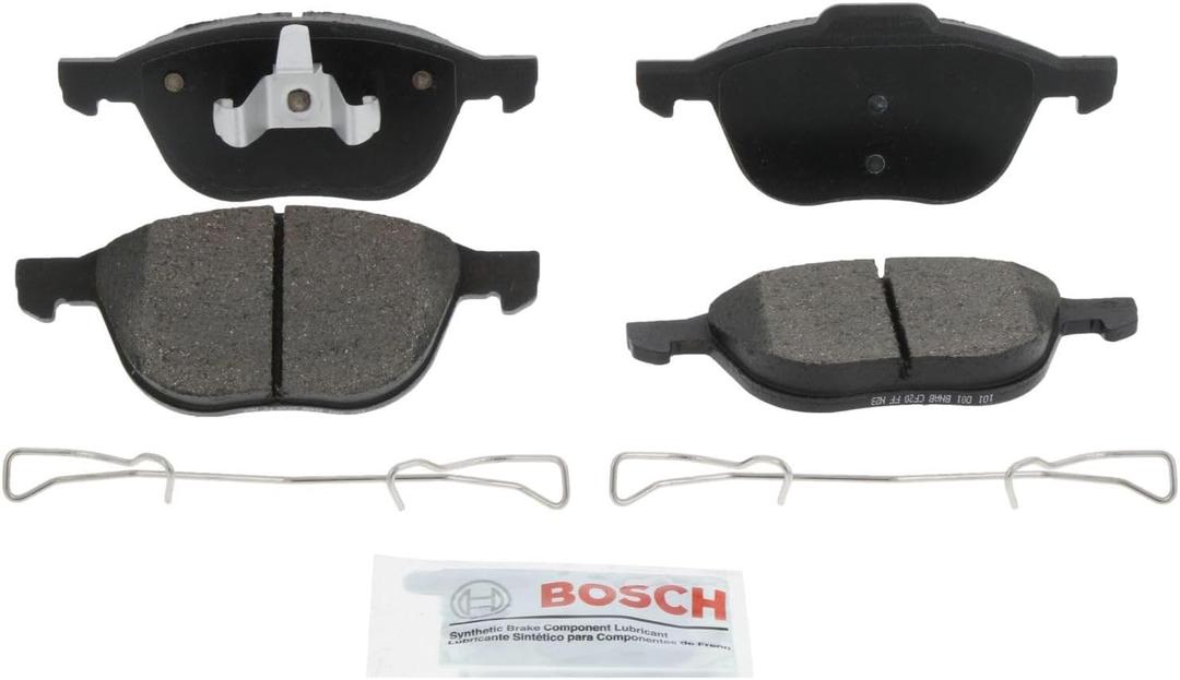 BOSCH BE1044H Blue Ceramic Disc Brake Pad Set With Hardware - Compatible With Select Ford C-Max, EcoSport, Escape, Fiesta, Focus; Mazda 3, 5; Volvo C30, C70, S40, V40 Cross Country, V50; FRONT