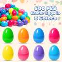 Jumlys 500 PCS 2.4" Plastic Easter Eggs Bulk, Empty Easter Eggs in 8 Colors, Fillable Colorful Easter Eggs with Hinge, Perfect for Easter Hunt, Basket Stuffers Fillers and Easter Theme Party Favors