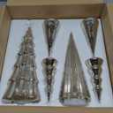 Set of 6 Mercury Glass Christmas Tree with Lights 13.8inch 7.87inch 5.9inch Small Christmas Table Centerpieces Tabletop Mantle Decorations LED Mini Silver Christmas Tree Holiday Indoor Decor