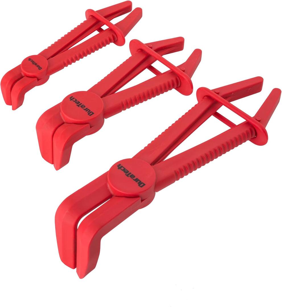 DURATECH 3-Piece Hose Pinch Clamp Pliers, 90 Angled Hose Pinch Off Plier, Line Clamp Pliers Set for Fuel, Brake and Radiator Hoses