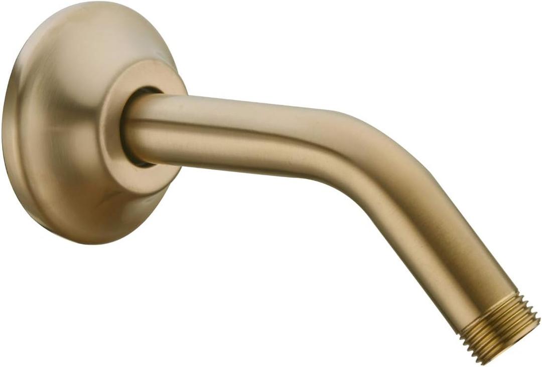 BESTILL Wall Mounted 6 Inch Shower Head Arm, Shower Arm and Flange Included, Champagne Bronze