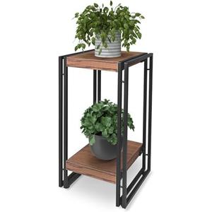22 inch Plant Stand Table, 2 Tier Plant Shelves Indoor Flower Pots Stand Holder Modern Corner Plant Stand Rack Shelves Square Plant Tables for Office Living Room, Balcony, Brown