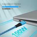 100W USB C Charger Cable, [2Pack/6ft] PD 5A Super Fast Charging Type-C to Type-C Cable Braided USB C to C Cord for Samsung Galaxy S25 S24 S23 Google Pixel 10 9 Pro iPhone 17 16 15Pro Max MacBook iPad