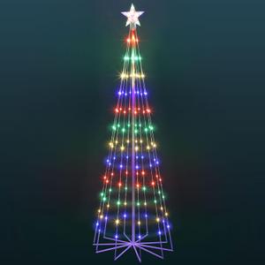 10' LED Animated Outdoor Christmas Tree, Multicolor Lightshow Lighted Cone Wire Tree with Topper Star, Christmas Outdoor Decorations Artificial Lighted Tree for Indoor Yard Patio