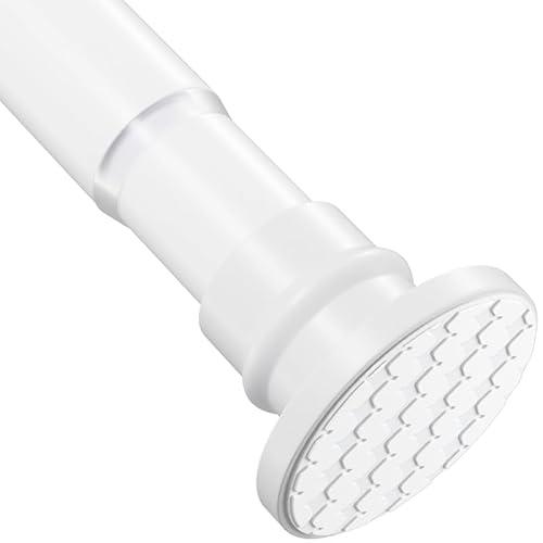 XIQIYY Shower Curtain Rod 28-48 inch Heavy Duty Tension Curtain Rod No Drilling Adjustable Tension Rod Spring Shower Rod for Bathroom Closet,Stainless Steel,White