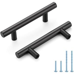 Black Cabinet Handles 3 Inch Hole Spacing Stainless Steel Drawer Pulls for Cabinets, Dresser, Bathroom 5 Pack