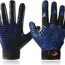 SPOMAT Pro 2.0 Youth Football Gloves Kids and Toddler Tacky Silicone Grip Receiver Gloves, Rocket Blue Ripples M/ L