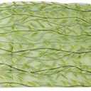 Flybloom Willow Leaves Print Sheer Curtains for Living Room Bedroom Fresh Style Window Curtain(Green)