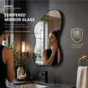 40"x26" Irregular Wall Mirror with Black Frame, Asymmetrical Abstract Decorative Mirror for Bedroom Living Room Entryway Modern Organic Shaped Wall Mirror