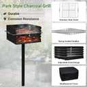 Park Grills, 256 Sq. In, Park Style Charcoal Grill, Heavy Duty In Ground Park Grill with Stainless Steel Cooking Grate and Cover for Commercial and Outdoor Cooking 16'' L x 16'' W x 8'' H