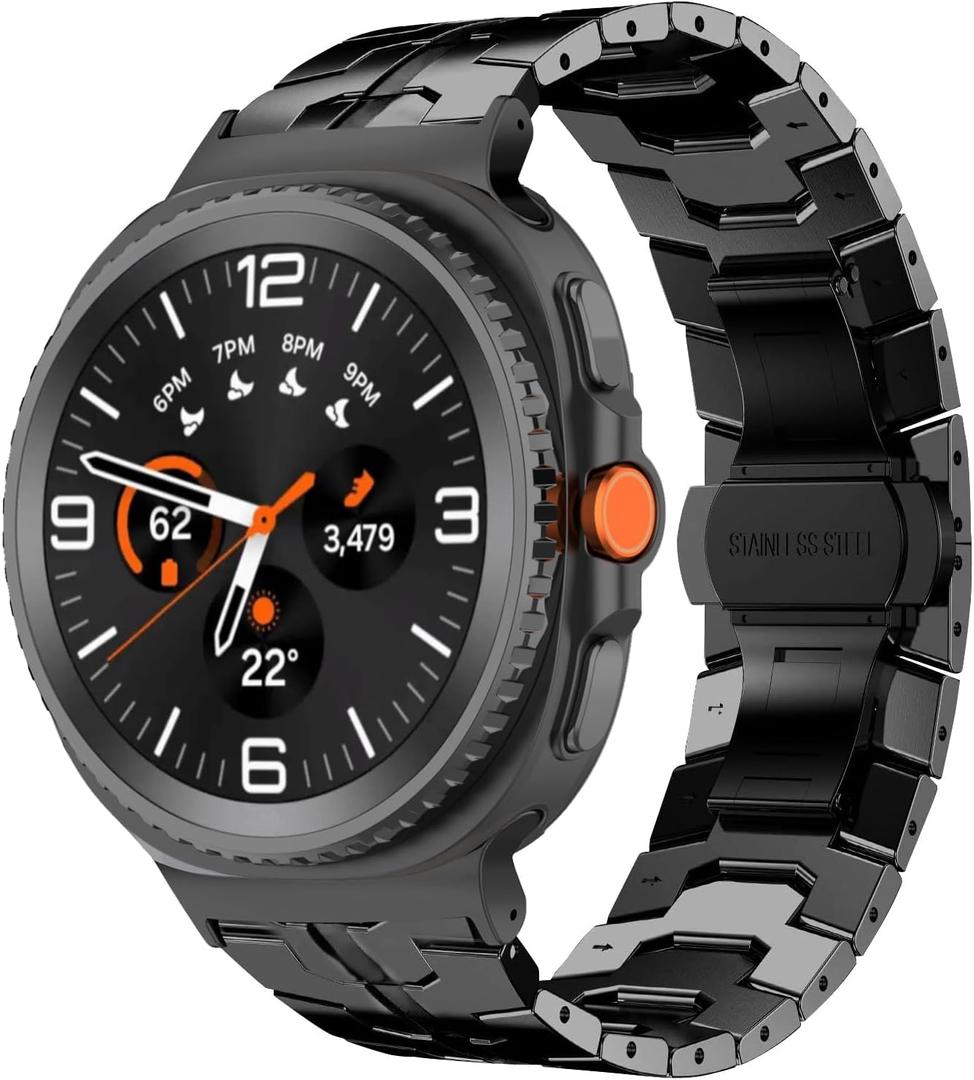 No Gap Bands Compatible with Samsung Galaxy Watch 8 / Watch 8 Classic Band, 22mm Metal Stainless Steel Strap Galaxy Watch 8 Classic Band for Women Men
