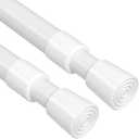 MEXAU 2 Pack White Tension Curtain Rod 17-41inch Adjustable Small Spring Loaded Curtain Rods No Drilling Spring Tension Rods Short Tension Rod Closet Rod Expandable for Windows Doorway Cupboard Bars