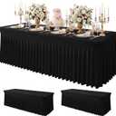 4 Pack Black Spandex Tablecloth for 8FT Rectangle Tables, Table Skirt 30x96 Inch Stretch Table Cloths Elastic Fitted Tables Cover for Wedding Parties Birthday Banquet Baby Shower Events
