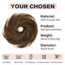Highlight Brown Hair Bun, Messy Bun Hair Piece, Soft Fluffy Elastic Scrunchie, 30s Easy Updo for Women & Kids, Ideal for Daily Wear, Ballet, Dance & Office Use