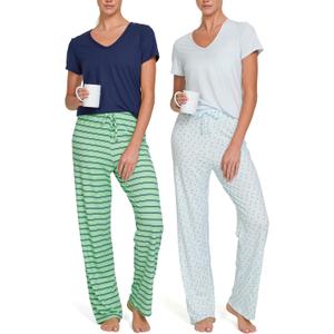 Ultra Performance 2 Pack Womens PJ Pajama Sets PJs Pajamas Pants Set's Ladies Soft Lounge Pjs Pajamas For Women Set (XXL)