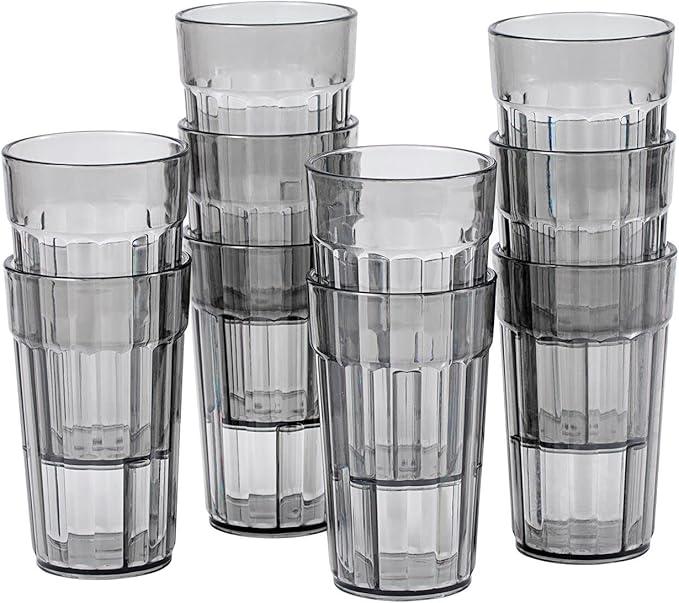 Honla 10 oz Small Drinking Glasses,BPA Free Cups,Unbreakable Plastic Tumblers,Set of 10 Highball Water Juice Cups for Kids/Adults in 5 Assorted Colors,Dishwasher Safe