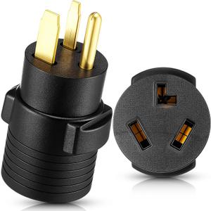 Kanayu NEMA 6-50P to 10-30R 30amp Dryer Adapter3 Prong Male Plug to 3 Female Receptacle Welder to Old Style Dryer Power and EV Power Cord Connector