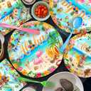 Hawaiian Flamingo Party Supplies Tableware Set - Tropical Luau Decorations Include Plates, Napkins, Cups, Cutlery, for Aloha Summer Beach Theme Party Supplies | Serves 24