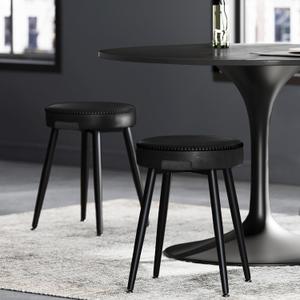 VASAGLE EKHO Collection - Dining Chairs Stools Set of 2, Upholstered Kitchen Chairs, Vanity Stools, Synthetic Leather with Stitching, Mid-Century Modern, 19-Inch Tall, Easy Assembly, Ink Black, 2 Pack