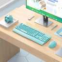 MEETION Wireless Keyboard and Mouse, Full-Sized Cordless Keyboard with Wrist Rest, 3 DPI Adjustable Mouse, 2.4GHz USB-A Receiver, Computer Keyboard for PC/Computer/Laptop/Windows/Mac, Blue