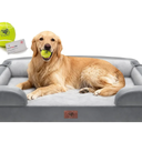 Extra Large Dog Bed, Orthopedic XL Washable Memory Foam Bed for Big Dogs Waterproof Pet Couch Sofa Bolster with Removable Cover, Non-Slip Bottom, Tennis Ball Toy, 42x30
