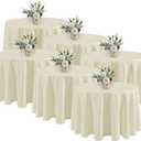 Fitable 6 Pack Ivory Round Tablecloths - 120 Inches in Diameter - Stain Resistant and Washable Table Clothes, Polyester Fabric Table Covers for Wedding, Party, Banquet, Formal Events
