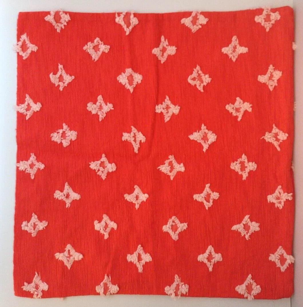 Mid-Century Modern Style Set Of Orange And White Pillow Covers 17x17