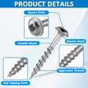 Pocket Hole Screws 1-1/4 Inch, 150 Pcs Interior Pocket Screw #8 x 1-1/4", Coarse Thread, Square Drive, Washer Head, Zinc Plated