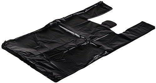 ROYAL Large Plastic Grocery Reusable T-shirts Carry-out Bag Plain Black 12 X 6 X 21 (1000ct, Black)