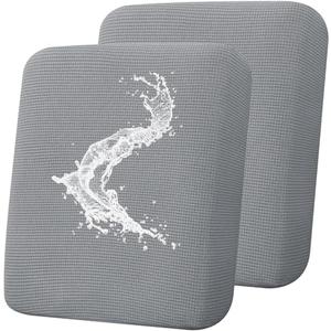Smiry Waterproof Couch Cushion Covers, Stretch Jacquard Sofa Covers Washable, Thick Sofa Cushion Covers Furniture Protector with Elastic Bottom for Pets, Kids (2 Pack, Light Grey)