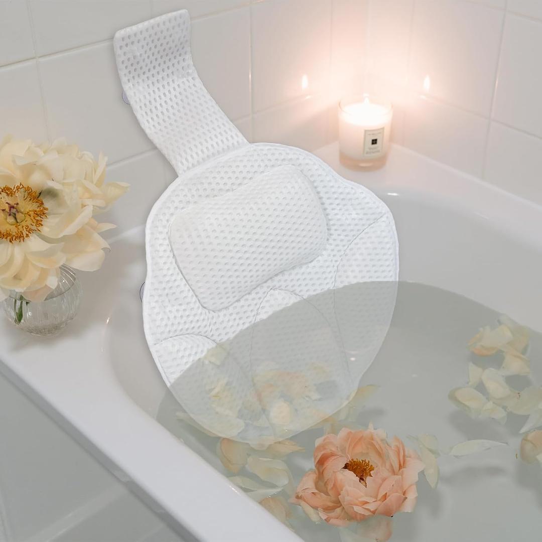 Luxury Oversized Bath Tub Pillow Fits All Bathtubs, Secure Support for Head,Neck,and Back Rest,Relaxing Spa Gifts for Women,Extra Thick & Soft,Anti-Slip Suction Cups,Washable