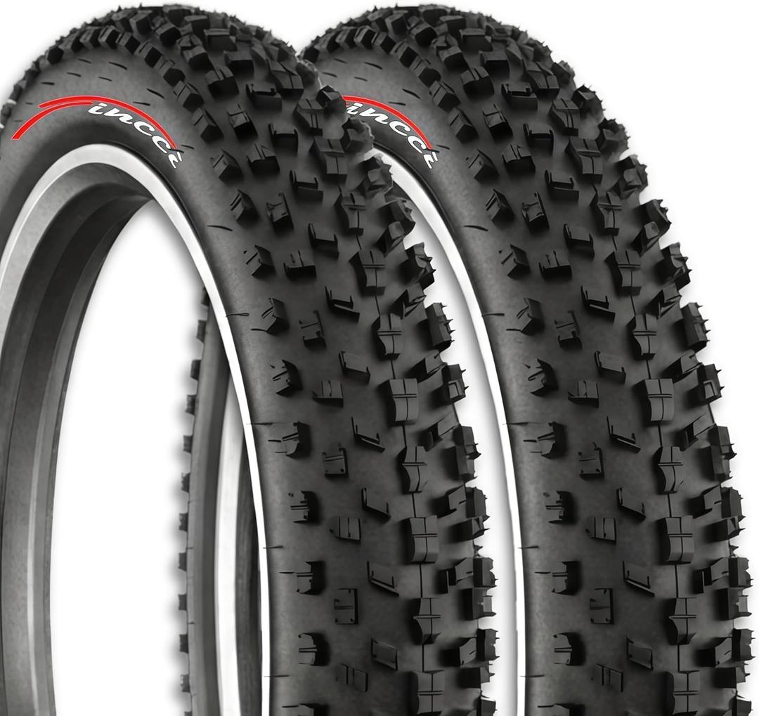 Fincci Pair 26x4.0 Fat Bike Tires - Foldable 26 inch Bike Tires with Wear-Resistant Compound,100-559, Fat Tire with Durable Tread Design for Mountain, Hybrid, Dirt Bike, Street Tires for Ebike, 30 TPI (Black)