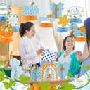 Liliful 12 Pcs Thanksgiving Little Pumpkin Baby Shower Decorations Honeycomb Table Centerpieces Fall Pumpkin Gender Reveal Party Decor for Girl Boy Table Autumn Birthday Party Supplies(Blue)