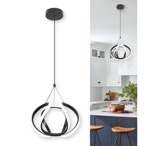 CANEOE Modern Led Pendant Light Fixtures, 5500K Black Pendant Lighting for Kitchen Island, Adjustable Height Hanging Light Fixtures for Dining Room Bedroom Living Room Foyer, 1 Pack