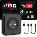 Upgraded Wireless CarPlay Adapter, 3in1 Wireless Carplay & Android Auto& Video Adapter, Built in Netflix YouTube Support TF Card, Plug & Play, USB Type C, USB Type A Compatible with iPhone & Android
