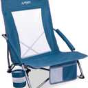 Low Folding Beach Chairs for Adults, Portable Lightweight Sling Beach Camping Chair with Cup Holder,Armrest,Foldable Camp Lawn Chair for Outdoor Sand Concert Travel Sport Events