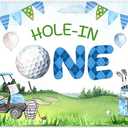72x43inch Fabric Cartoon Hole in One Golf Backdrop Sports Theme Blue Sky White Clouds Green Grass Photography Background Boys Party Decorations Photo Banner Booth