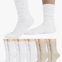 Women Crew Socks Retro Slouch Socks For Women Solid Casual Ribbed Crew Socks Pack of 5