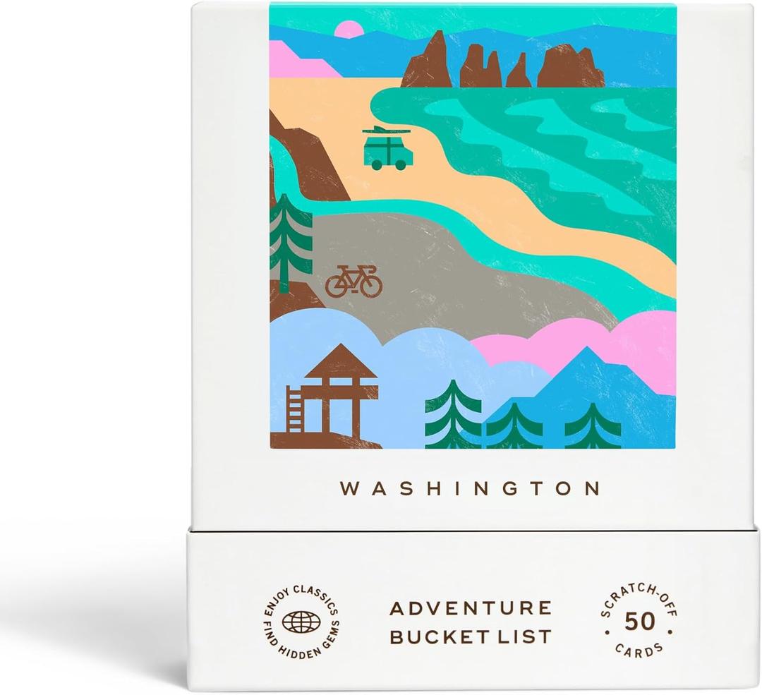 Reach International Outfitters Washington Adventure Bucket List: 50 Scratch-Off Cards for Outdoor Activities, Tourist Attractions, and Road Trips - Perfect Travel Gift and Guide for Exploring