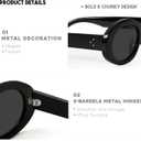 mosanana Oval Retro Trendy Sunglasses for Women 90s Style MS52371 (C1 Black/Grey)