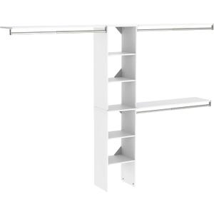 ClosetMaid SuiteSymphony Wood Closet Organizer Kit with Tower, 3 Hang Rods, Top Shelves, Adjustable, Fits Spaces 5 - 9 ft. Wide, Pure White