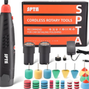 Cordless Rotary Tool, SPTA Powerful Mini Detail Polisher Kit, 36Pcs 12V Li-ion Battery 5,000-25,000 RPM Micro Auto Detailing Car Polisher Polishing Foam Pad Set for Buffing Polishing Sanding Cleaning