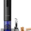 Secura Electric Wine Opener, Automatic Electric Wine Bottle Corkscrew Opener with Foil Cutter, Rechargeable (Black)