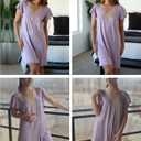 Ekouaer Nightgowns for Women Flare Short Sleeve Sleepshirt Guipure Lace V Neck Sleepwear Soft Pj Dress Night Shirt S-3XL (L)