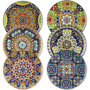 Vancasso Dinner Plates Set of 6-10.5 Inch Ceramic Plates, Microwave, Oven and Dishwasher Safe, Colorful Bohemian Style Dishes for Kitchen