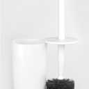 mDesign Slim Plastic Toilet Bowl Brush and Holder Set, Modern Compact Storage Organizer Cleaner Scrubber for Toilet - Heavy Duty Cleaning Plunger for Bathroom, Aura Collection - White