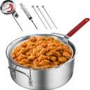 Veralune 10QT Outdoor Fish Fryer Kit, Heavy-Duty Aluminum Pot & 10QT Basket with Syringe, fixing rod, thermometer Cooking Chicken Wings, Seafood, French Fries