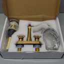 Bathroom Faucet Antique Brass GGStudy 2 Handles 4 Inches Centerset Bathroom Vanity with Drain Assembly and Supply Hose Lavatory Faucet Mixer Double Handle Tap