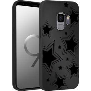 Cute Cool Star Phone Case for Samsung Galaxy S9 5.8", Aesthetic Coquette Black Pattern Print Design Case Soft Slim Shockproof TPU Protective Funda Cover for Women Girls